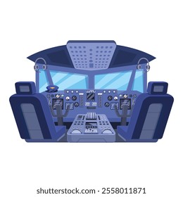 Airplane cockpit interior with dashboard and navigation equipment