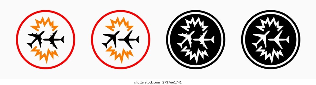 Airplane Collision Icons: vector illustration of airplane collision icons with white background