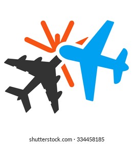 Airplane Collision vector icon. Style is flat symbol, rounded angles, white background.