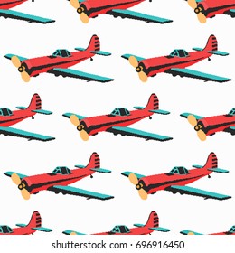 Airplane color seamless pattern