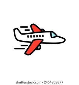 Vector de icono de avión de color sobre fondo aislado