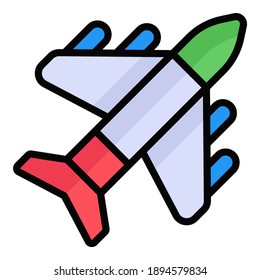 icono de línea de color de avión aislado