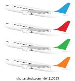 airplane in colored tail set with one motors art illustration