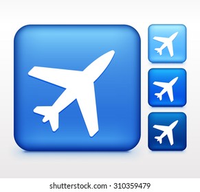 Airplane Colorful Square Button
