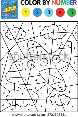 Airplane coloring by numbers. Color by number.