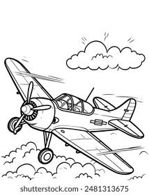 Airplane coloring page for children's