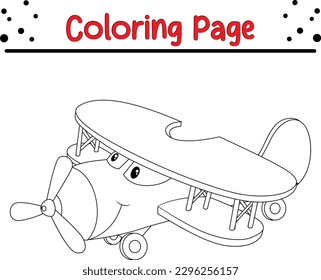Airplane coloring page for kids. Coloring page for kids in black outline. planes vector illustration
