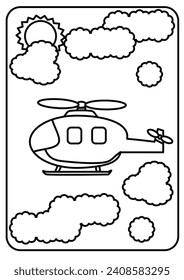 Airplane coloring pages for kids. Coloring pages for kids in black outline 