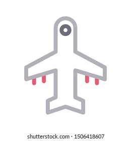 airplane colour line vector icon