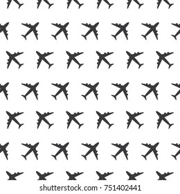 Airplane Commercial Aviation Seamless Sign Clear Pattern Silhouette Background