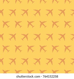 Airplane Commercial Aviation Traveling Seamless Silhouette Pattern Background