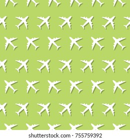 Airplane Commercial Flight Journey Seamless Pattern Background