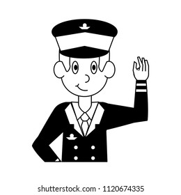 Airplane commercial pilot in black and white