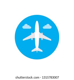 Airplane - concept icon in flat graphic design style. Sign for website, mobile application, presentation, infographic. Aircraft symbol. Vector illustration. 