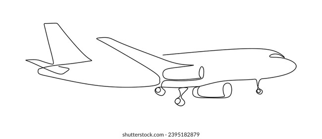 airplane continuous line art drawing illustration vector for commercial and digital assets
