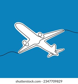 Ilustración del vector colorido de la línea continua del avión