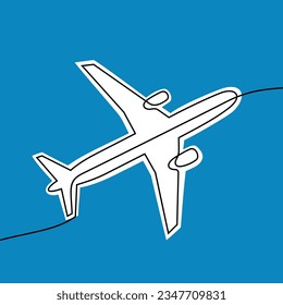 Durchgängige, farbige Vektorgrafik des Flugzeugs