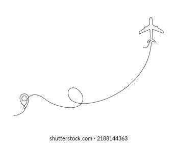 Airplane Continuous Line Drawing Map Pin Stock Vector (Royalty Free ...