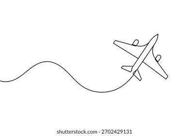 desenho de linha contínua de avião com conceito de negócios minimalista simples