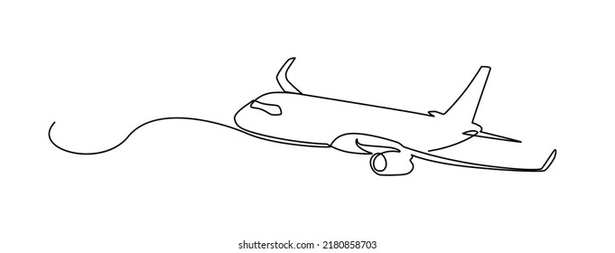 Airplane continuous line sketch  Continuous one line drawing airplane jet transportation theme  Concept travel vacation design vector illustration minimalism style   passenger airplane 