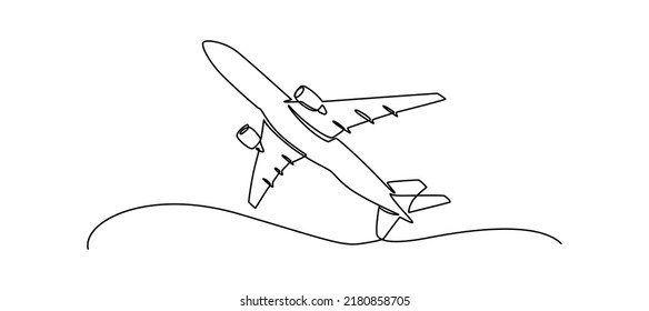 Airplane Continuous Line Sketch Continuous One Stock Vector (Royalty ...