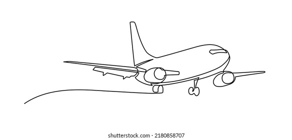 Airplane continuous line sketch