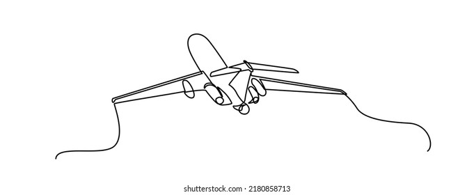 Airplane continuous line sketch  Continuous one line drawing airplane jet transportation theme  Concept travel vacation design vector illustration minimalism style   passenger airplane 