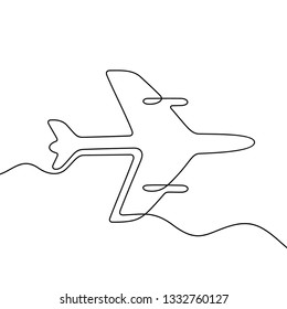 Airplane continuous line vector