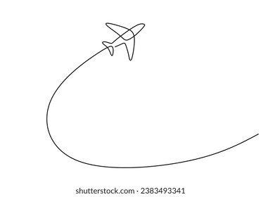 Avión en plano continuo de una línea. Ilustración vectorial aislada. Diseño minimalista a mano.