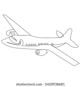 Airplane continuous one line drawing  outline vector illustration
