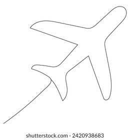 Airplane continuous one line drawing  outline vector illustration
