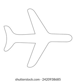Airplane continuous one line drawing  outline vector illustration
