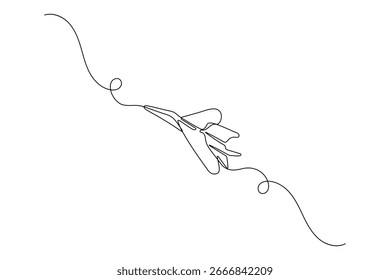Airplane continuous one line drawing and minimalist style isolate outline vector illustration
