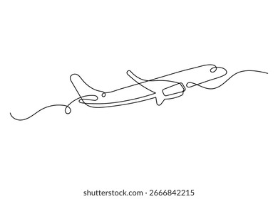 Airplane continuous one line drawing and minimalist style isolate outline vector illustration
