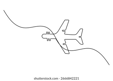 Dibujo continuo de una línea de avión y estilo minimalista para aislar la Ilustración vectorial de contorno

