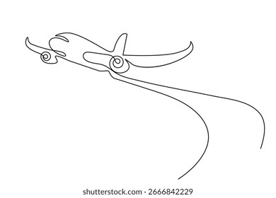 Airplane continuous one line drawing and minimalist style isolate outline vector illustration
