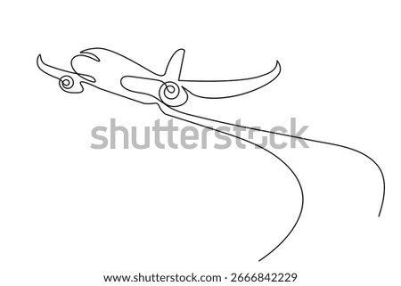 Airplane continuous one line drawing and minimalist style isolate outline vector illustration
