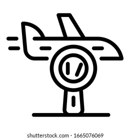 Icono de control del avión. Icono del vector de control del avión de esquema para diseño web aislado en fondo blanco