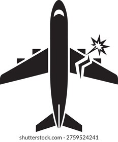 Airplane crash, damaged plane, aviation disaster, emergency, explosion, broken