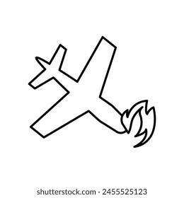 airplane crash icon, fly, crash, insurance icon flat liner illustration on white background..eps