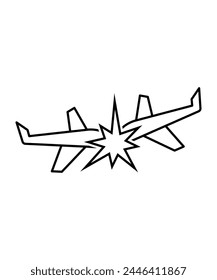 Icono de accidente de avión, ícono de la mejor línea de Vector.