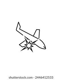 Icono de accidente de avión, ícono de la mejor línea de Vector.