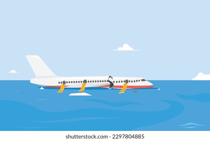 Ilustración del avión en el vector marino