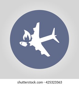 Airplane Crash Vector Icon. Style Is Flat Symbol,