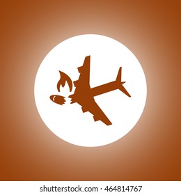 Airplane Crash vector icon. Style is flat symbol,