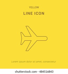 Airplane Cute yellow thin line icon / logo Design