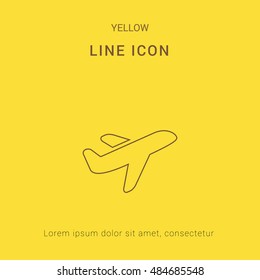 Airplane Cute yellow thin line icon / logo Design