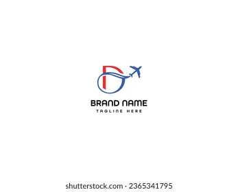 Monograma del logotipo de la letra D del avión