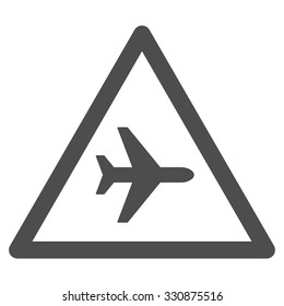 Airplane Danger vector icon. Style is flat gray symbol, rounded angles, white background.