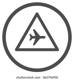 Airplane Danger vector icon. Style is flat circled symbol, gray color, rounded angles, white background.